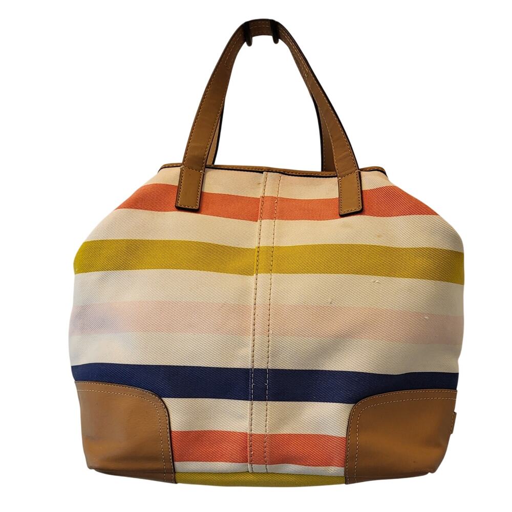 Coach Hadley Multistripe Canvas/Leather Duffle Tote M1382-F30041 - Picture 2 of 16
